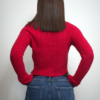 Maglioncino Rosso Dolcevita in Maglia a Treccia