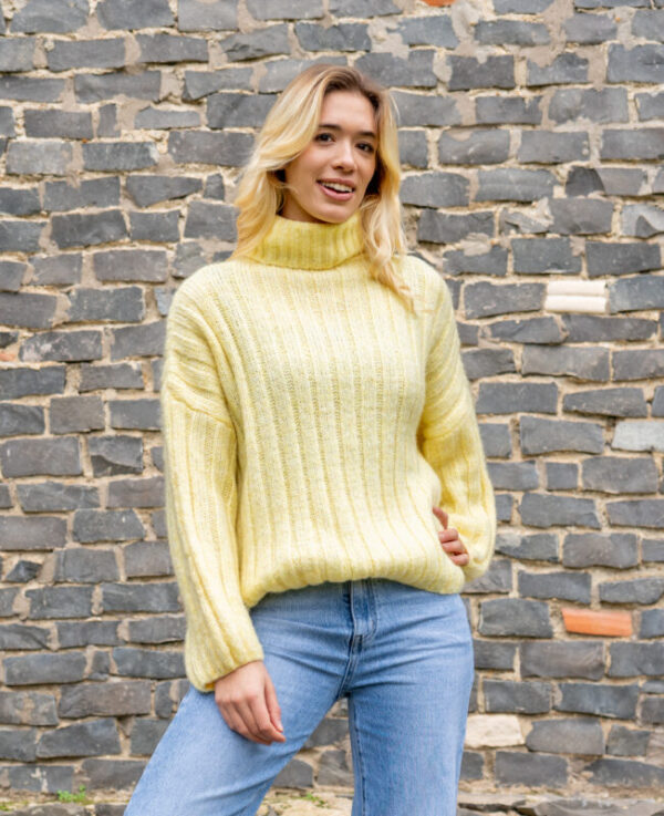 Maglione a Collo Alto in Maglia Morbida - Giallo Pastello