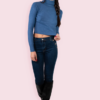 Jeans Skinny a Vita Alta con Bottoni Decorativi