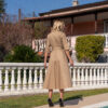 Abito Chemisier Midi in Cotone Beige con Cintura