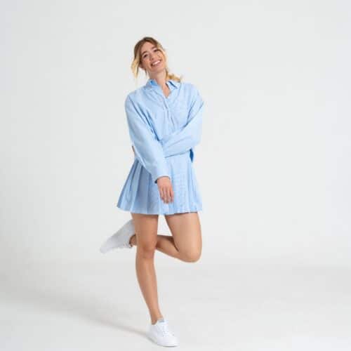 Abito Chemisier Azzurro in Cotone Leggero