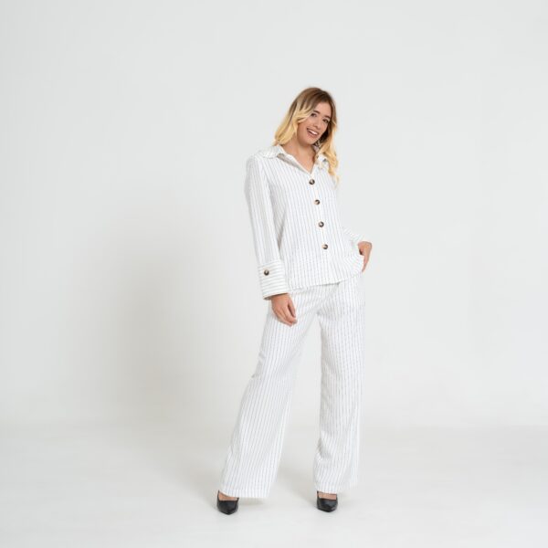 Completo Donna a Righe Bianche e Grigie – Chic Effortless