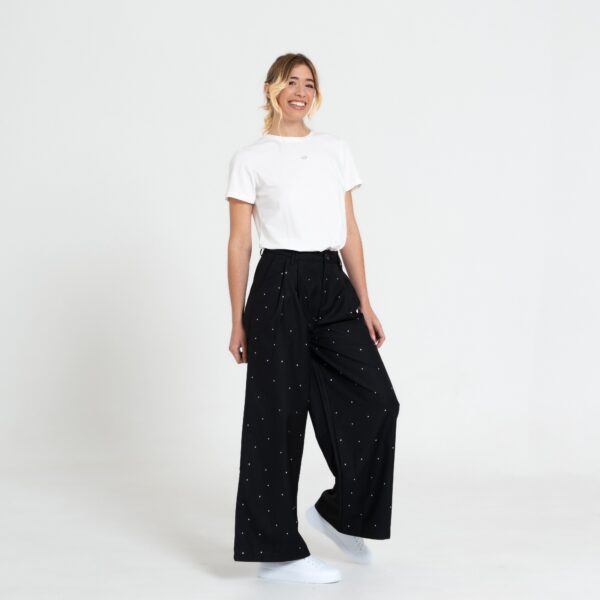 Pantaloni Palazzo Neri con Micro Strass