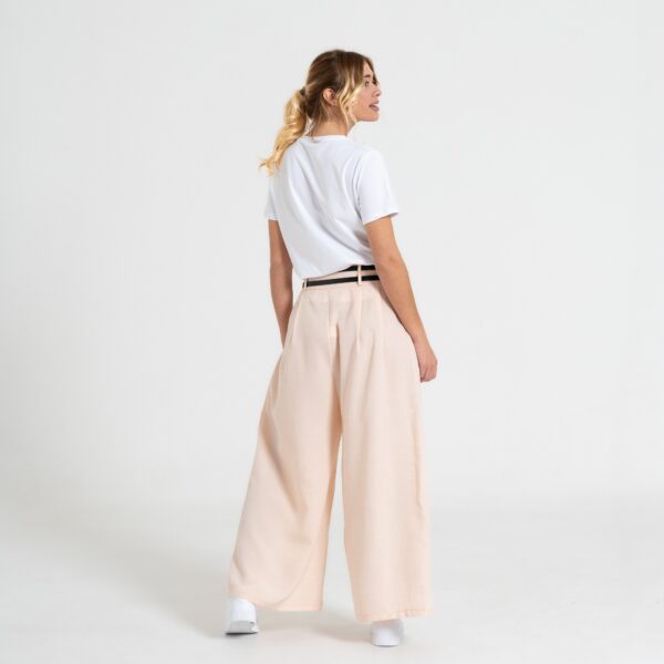 Pantaloni Palazzo Rosa Cipria con Vita Alta