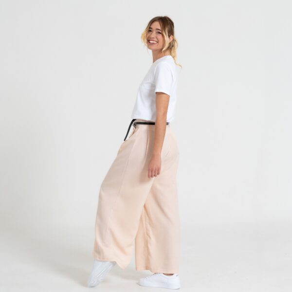 Pantaloni Palazzo Rosa Cipria con Vita Alta