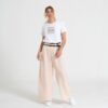 Pantaloni Palazzo Rosa Cipria con Vita Alta