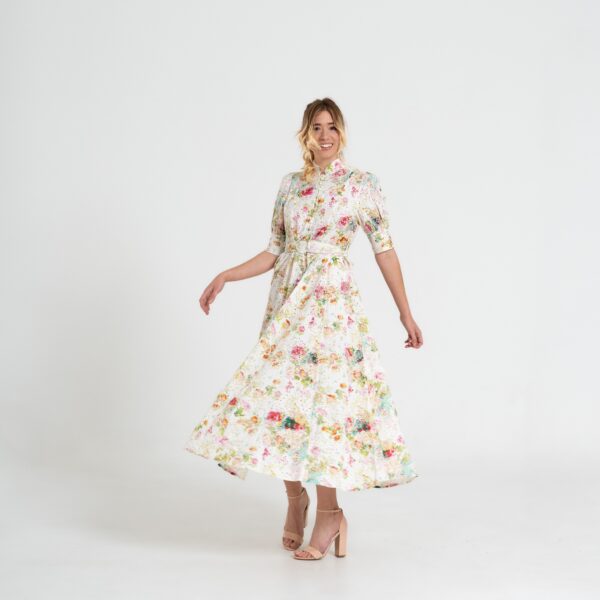 Abito Midi in Cotone con Stampa Floreale
