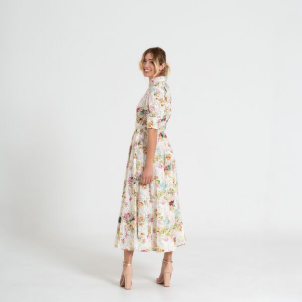 Abito Midi in Cotone con Stampa Floreale