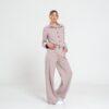 Completo Coordinato con Camicia e Pantaloni a Palazzo in Tessuto a Righe Sottili