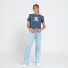 Jeans Straight Fit in Denim Chiaro con Micro Strass