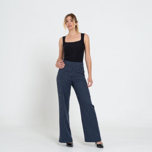 Pantaloni a Gamba Larga con Righe Verticali