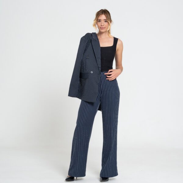 Pantaloni a Gamba Larga con Righe Verticali
