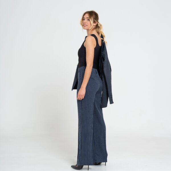 Pantaloni a Gamba Larga con Righe Verticali