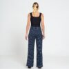 Pantaloni a Gamba Larga con Righe Verticali